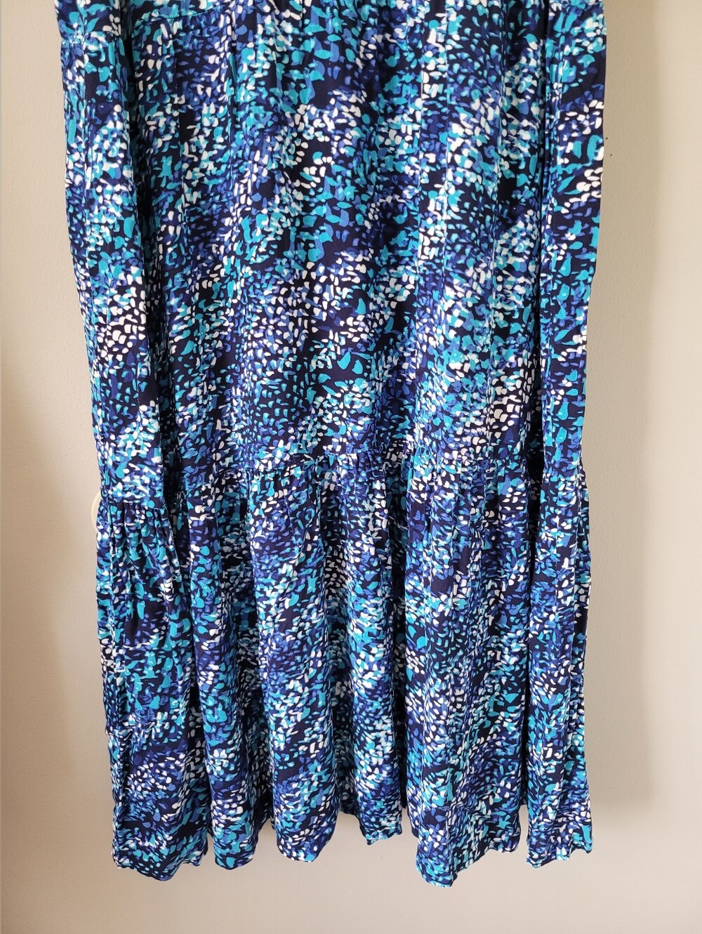 Autograph Womens 100% Viscose Flutter Sleeve Blue Multi Printed Maxi Dress 14 - Picture 6 of 10